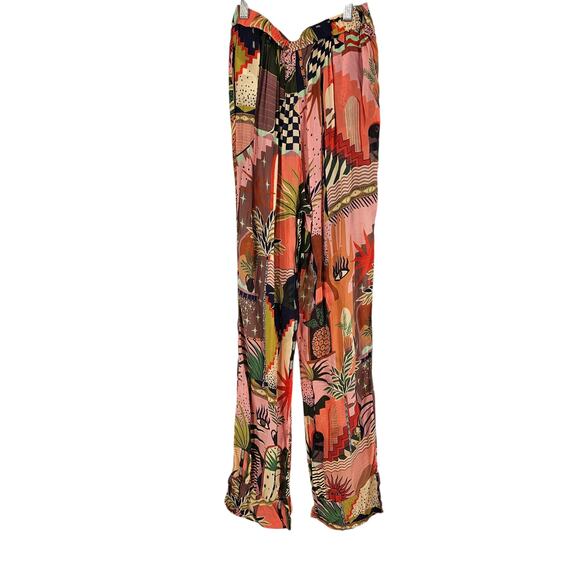 Farm Rio Mystic City Pajama Pants Multicolor Relaxed Fit Wide Leg Pull On Sz XS - Picture 3 of 8